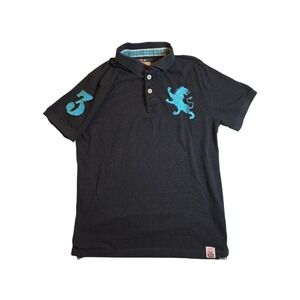 Cactus Premium Polo Shirt Mens XL Charcoal Gray Embroidered Lion Rugby Preppy